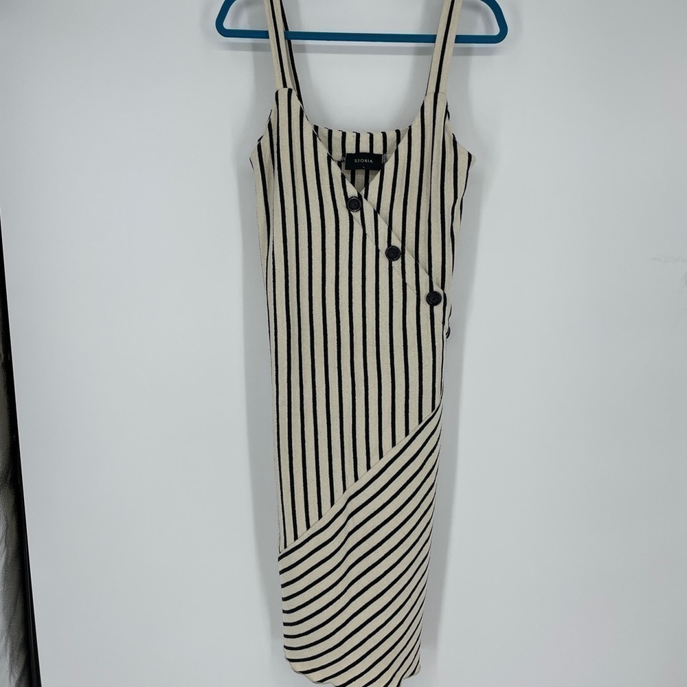 Storia black & cream stripe jumper dress